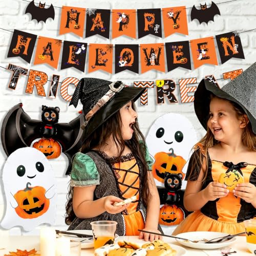 Halloween Decorations Bat Banner Ghost Balloons Party Supplies - Black