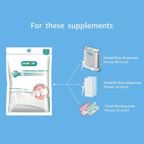 400 Count Dental Floss Picks-Tooth Picks Flossers for Adults-LIAMOSS No Break& No Shred Floss Sticks-Family Best Dental Oral Care Set(Pack of 4)
