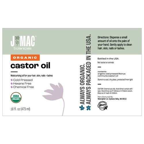 J MAC BOTANICALS, Organic Castor Oil Cold Pressed (Glass Bottle, 32 oz) pure unrefined, hexane free for face, skin, eyelashes, pack wraps, pads