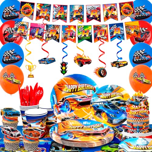 Race Car Birthday Party Tableware Set - 159 Pieces for Cars Theme Celebration