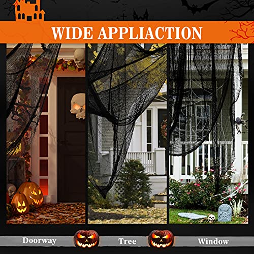 5-Pack Halloween Creepy Cloth Black 30x72 Inch Spooky Decoration Fabric for Indoor Outdoor Use - Pack of 3