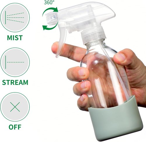 Skiennix 8oz Clear Glass Spray Bottle - Refillable, Leakproof Design for Cleaning, Hair, Plants & Oils | Eco-Friendly, Adjustable Nozzle