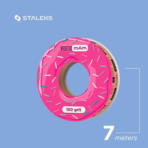 STALEKS PRO Disposable White Abrasive Tape papmAm Expert – 150 Grit – 7m Roll – Glueless Replaceable Abrasive for Plastic Case – Professional Nail Shaping – Manicure & Pedicure