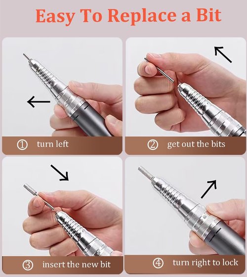 Professional Nail Drill - Lumcrissy 40000RPM Electric Nail File Drill Kit - Portable Rechargeable Cordless Efile Machine for Acrylics Gel Nails for Home Salon Manicure Pedicure