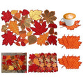 Thanksgiving Maple Leaf Placemats & Coaster Set - Fall Decor, 11x17 Inches