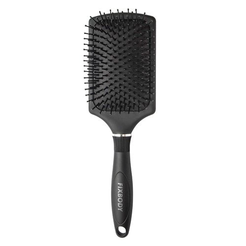 FIXBODY Paddle Brush - Large Cushion Smoothing Detangling Brush for Long Thick Hair | Black Matte
