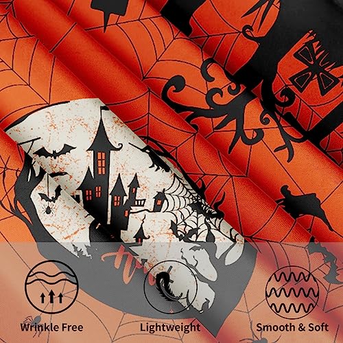 Happy Halloween 60-Inch Round Tablecloth - Pumpkin Spiders Ghosts Washable Polyester