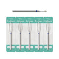 HYTOOS 1mm Mini Flame Cuticle Clean Nail Drill Bit, 5Pcs/Set Russian Diamond Nail Bits Professional Safety Under Nail Cleaner Burr for Cuticle Dead Skin, Electric Nails Drill Accessories, Medium