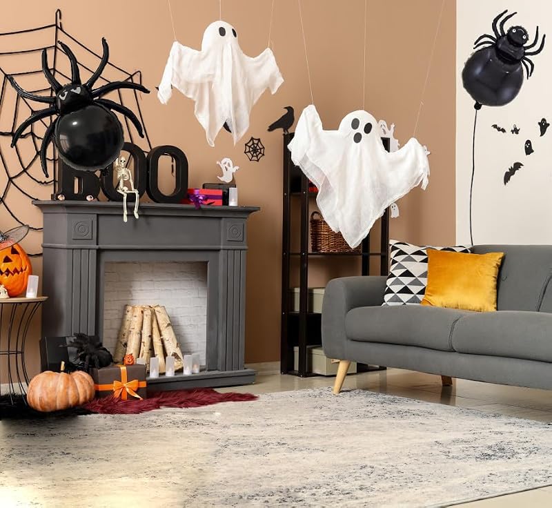 Black Spider Balloons Halloween Party Decorations - Set of 6