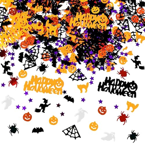 Multicolor Halloween Confetti Set Ghost Pumpkin Spider Bats Witches Table Scatter