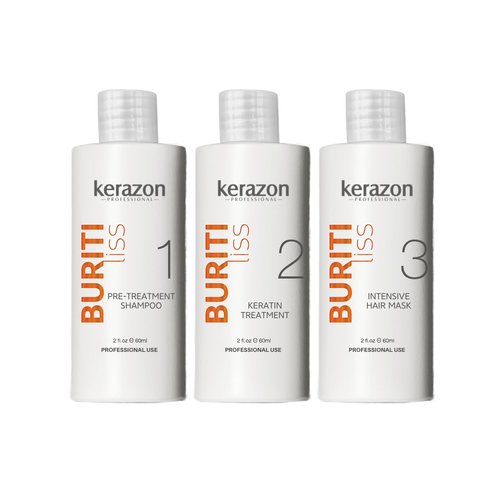 KERAZON Brazilian Keratin Treatment | Buriti Liss Kit 2oz - At-Home Smoothing & Straightening for All Hair Types