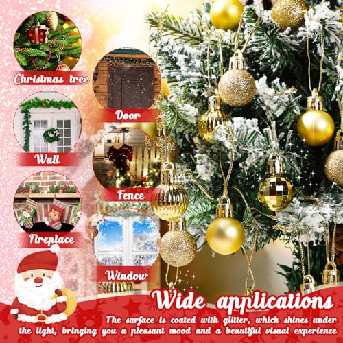 Mini Shiny Gold Christmas Ball Ornaments - 48 Pcs, 1 Inch Holiday Tree Decorations