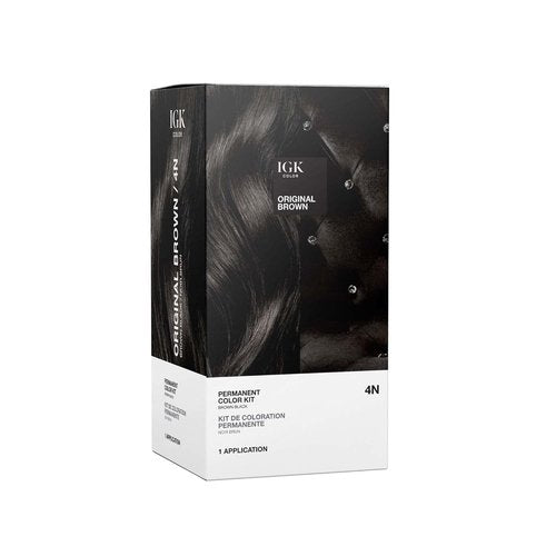 IGK Permanent Hair Dye Color Kit - 4N Original Brown | 100% Gray Coverage, Ammonia-Free, Shine Boost