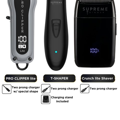 Supreme Trimmer 3-in-1 Barber Bundle | Pro Clipper Lite, DLC T-Shaper Trimmer, Crunch Lite Foil Shaver | Professional Beard Trimmer/Clipper Kit | Value Bundle 1
