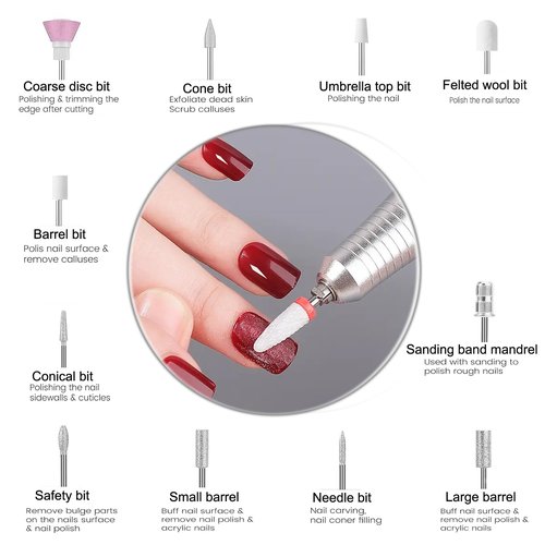 Electric 45000RPM Nail Drill Machine Rechargeable Portable Nail File Electric DIY Nail Drill Kit with Smart LCD Screen for Gel Nail Manicure and Pedicure Reflective Body etc(Dazzle)