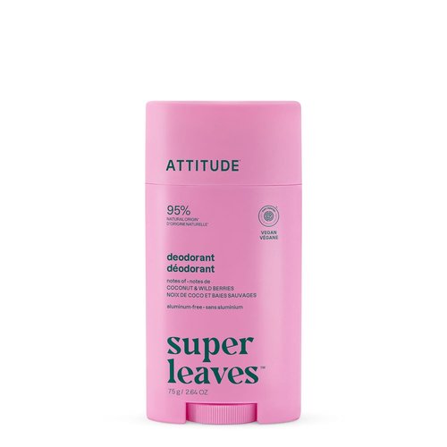 ATTITUDE Aluminum Free Deodorant - Natural Ingredients, EWG Verified, Vegan Coconut & Wild Berries | 2.64 Oz