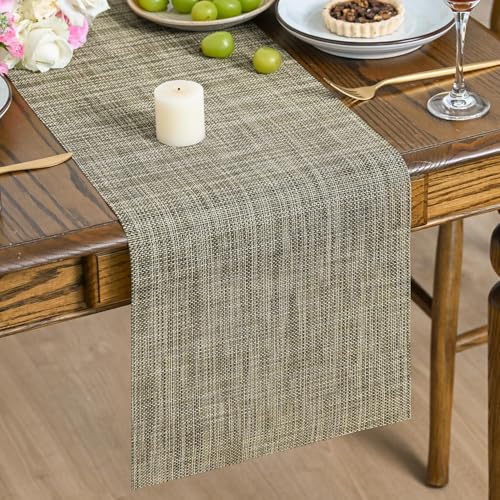 Vinyl Table Runner 12x48 Inch Wipeable Plastic Dining Decor for Kitchen & Home