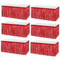 Red Metallic Foil Fringe Table Skirts 6 Pack 29x108 Inch Party Decorations