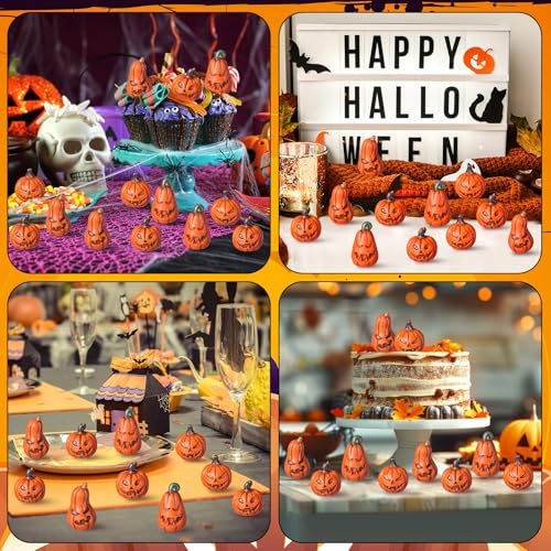 20 Pcs Halloween Miniature Pumpkin Figurines - Fake Decorative Mini Pumpkins
