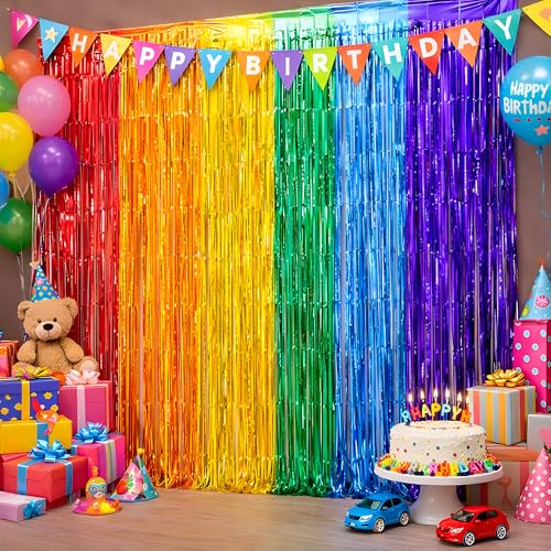Rainbow Back to School Decorations - Rainbow Streamers Backdrop Banner - Classroom & Party Decor