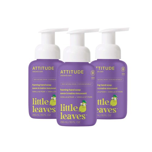ATTITUDE Foaming Hand Soap for Kids, EWG Verified, Dermatologically Tested, Plant- and Mineral-Based Ingredients, Vegan, Vanilla & Pear, 10 Fl Oz (Pack of 3)