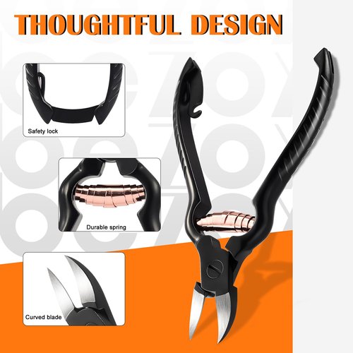 BEZOX Podiatrist Toenail Clippers, Heavy Duty Ingrown Nail Clippers for Thick Nails, Surgical Grade Stainless Steel Pordiatry Ingrwon Toenail Tools - Black
