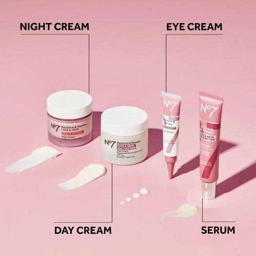 No7 Restore & Renew Multi Action Face & Neck Cream - Anti Aging Face Moisturizer with SPF 30 - Helps to Firm & Hydrate Crepey Skin - Formulated with Hyaluronic Acid, Peptides & Ceramides (1.69 Oz)