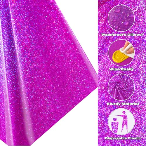 Pink Purple Iridescent Plastic Tablecloth 54x108 Inches - 4 Pack Party Decor