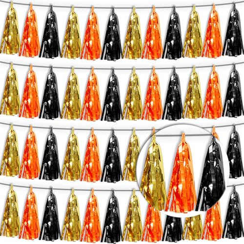 Black Gold Orange Tassel Garland Banner 40ft Metallic Fringe Streamer Party Decor