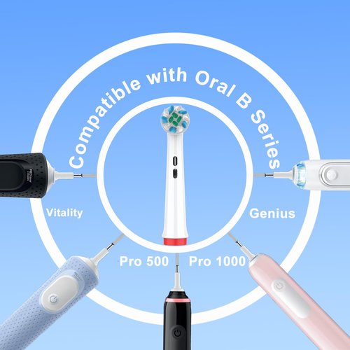 Caslynor Replacement Heads Compatible with Oral B Braun Pro 100, 500, 1000, Vitality, Smart, Genius, Cross Bristles for Deeper Plaque Removal, Pack of 12 Electric Toothbrush Heads Refills, White