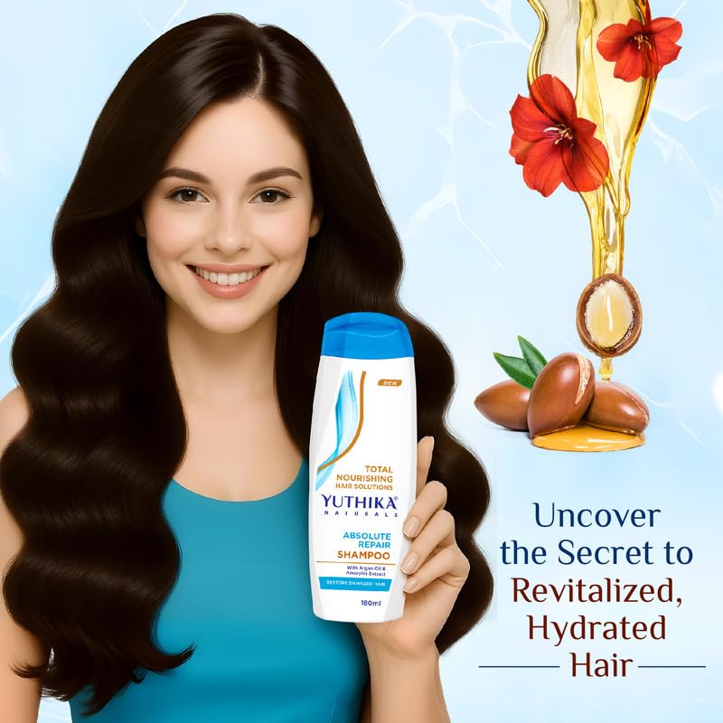 Yuthika Absolute Repair Shampoo - Nourishing Formula for Damaged Hair | 180ml with Argan Oil & Amaryllis Extract