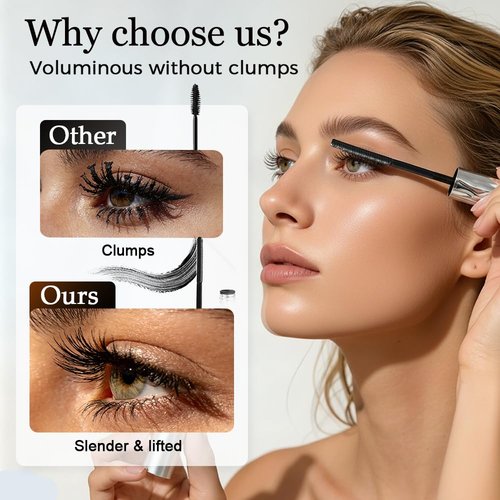 Skiennix Waterproof Tubular Eyelash Primer - 2026 Upgrade Curling Mascara for Women | 2 Black Tubes