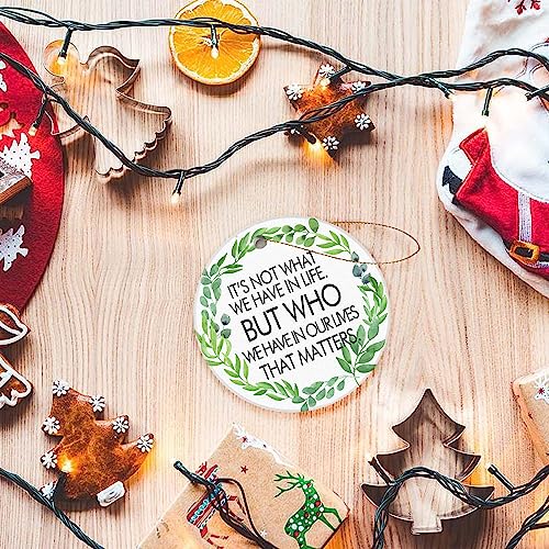 Christmas Ornament 2024 - Round Ceramic Keepsake for Tree Decoration - Gratitude Theme