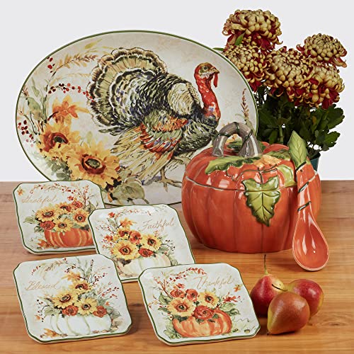 Pumpkin Serveware Platter 13.75x11.5 Inches - Harvest Morning Fall Decor