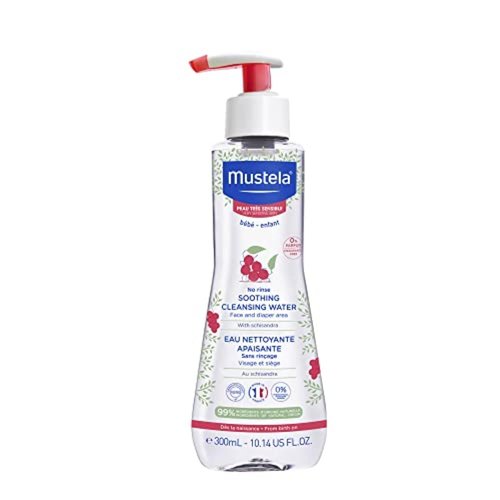 Mustela Baby Soothing Cleansing Water - No-Rinse Micellar Formula for Sensitive Skin - 10.14 fl. oz.