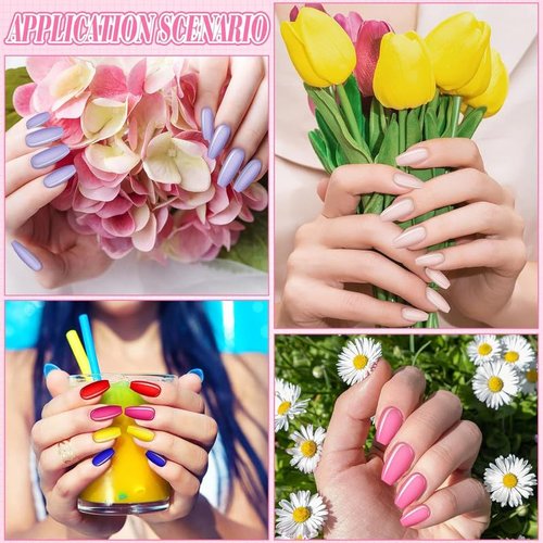Maitys 720 Pieces 30 Sets Medium Square False Nails Artificial Ballerina Glossy Press on Nails Solid Color Coffin Fingernail for Women Girls Accessories(Retro Colors)
