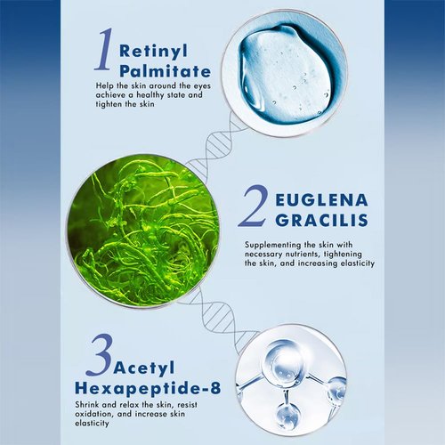 Retinol Eye Cream, containing hyaluronic acid and EUGLENA GRACILIS, 1.76 ounces, vibration induction, brightening and smoothing the eyes, smoothing the skin, moisturizing, suitable for all skin types