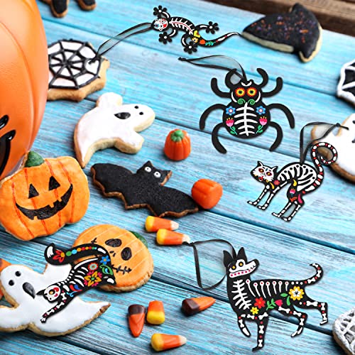 Dia De Los Muertos Felt Ornaments Set - Mexican Skeleton Halloween Decorations - Variation of Dia De Los Muertos Theme