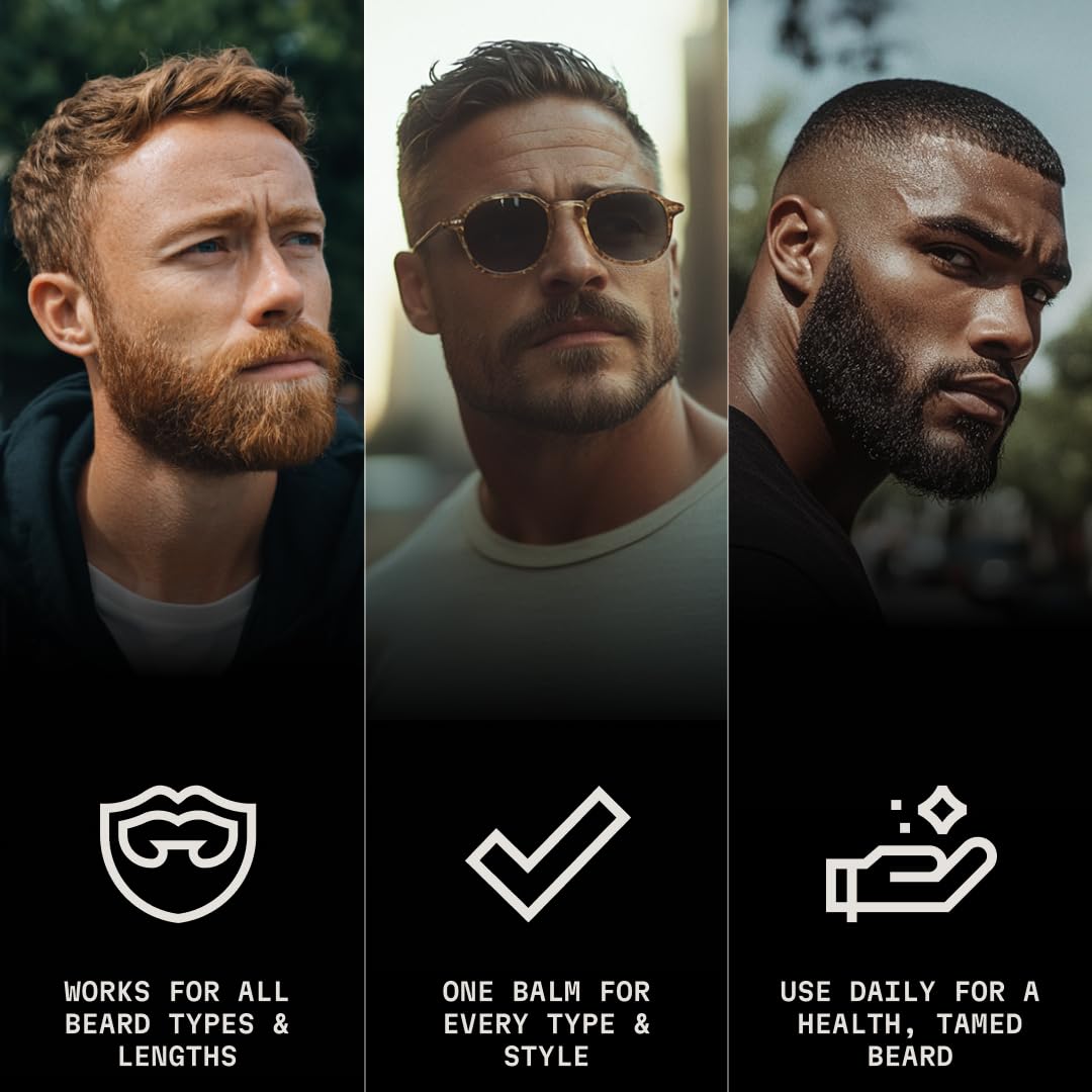 Viking Beard Balm for Men - Leave-In Conditioner & Styling Balm with Argan & Jojoba Oils | 2 Oz, Bergamot Thunder