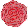 Red Rose Flower Shaped Placemat Set of 4 - Elegant Circular Vinyl Table Mats