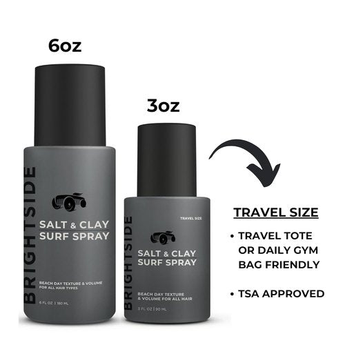 Brightside Salt & Clay Surf Spray - Instant Volume & Texture for Thicker Hair - Hydrating, Alcohol-Free Formula, 3oz Travel Size