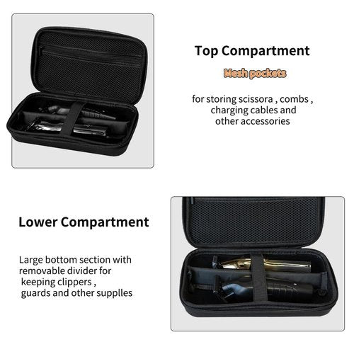 Janebert Hard Travel Case for Hair Clippers, Hair Cutting Barber Supplies Holder, Trimmer Organizer Storage Bag for Ufree/Hatteker/Oneisal/Wahl 5Star/Andis Men Razor Guard Grooming Kits (Black)