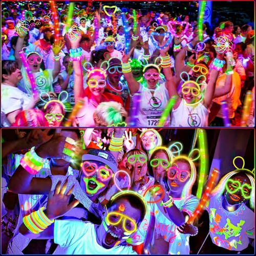 283 Pcs Glow Party Supplies & Favors - Neon Glow Sticks, LED Light Up Toys & Decorations for Kids & Adults