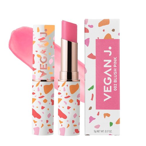 Vegan J. Lip Balm – Long-Lasting Hydration with Natural Color – Korean Beauty, Oasis Plant Complex, Silicone-Free, Vegan & Cruelty-Free Lip Care (002 Blush Pink)
