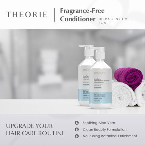 Theorie Pure Ultra Gentle Hypoallergenic Conditioner - Vegan & Plant-Based - Fragrance-Free for Sensitive Scalp - 400mL Pump Bottle