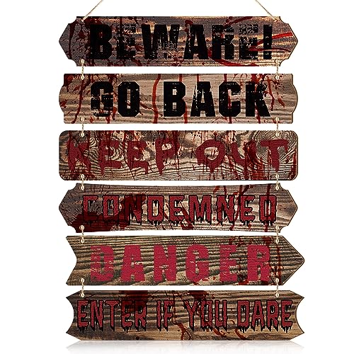 Halloween Wooden Door Sign Set - Bloody Scary Hanging Decor for Halloween