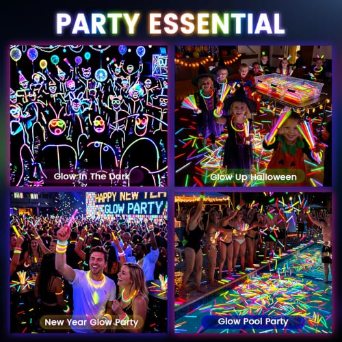 1000PCS Glow Sticks with Bracelets Connectors for Parties Halloween Camping
