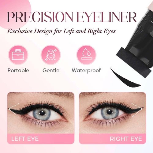 Skiennix Waterproof Winged Eyeliner Stamp Pen - Quick Dry, Smudge-Proof Gel Pencil Set (Black)