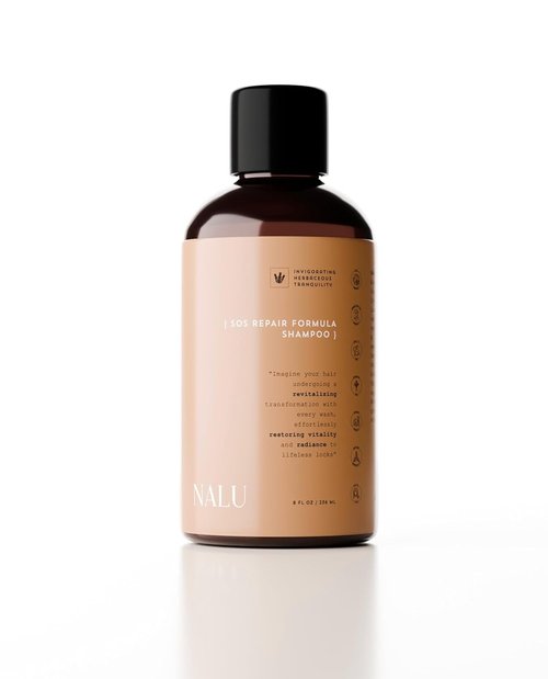 NALU Organic Shampoo - SOS Repair Formula for Urgent Care | Enriched with Botanicals & Vitamins, 8 Fl Oz