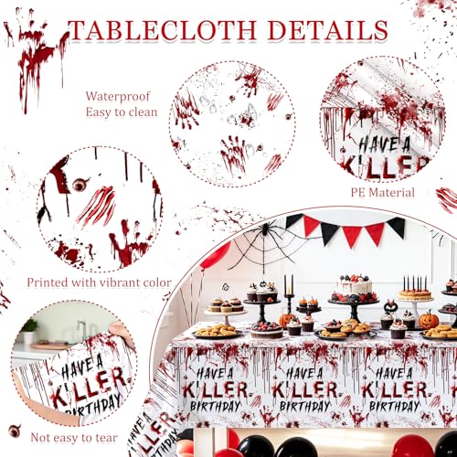 Have a Killer Birthday Tablecloth Set - Horror Halloween Party Decor, 3-Pack
